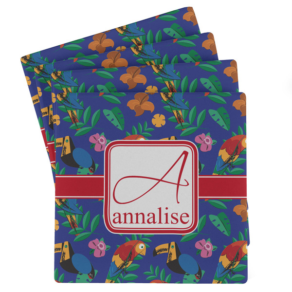 Custom Parrots & Toucans Absorbent Stone Coasters - Set of 4 (Personalized)