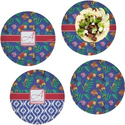 Parrots & Toucans Set of 4 Glass Lunch / Dinner Plate 10" (Personalized)