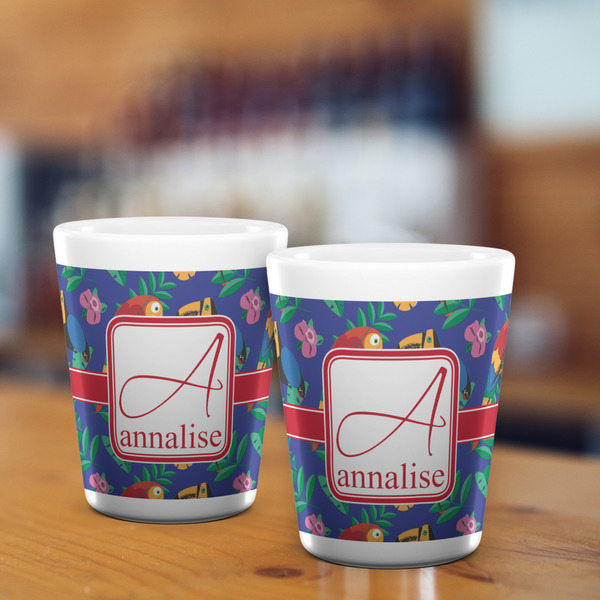 Parrots & Toucans Shot Glass - White - LIFESTYLE