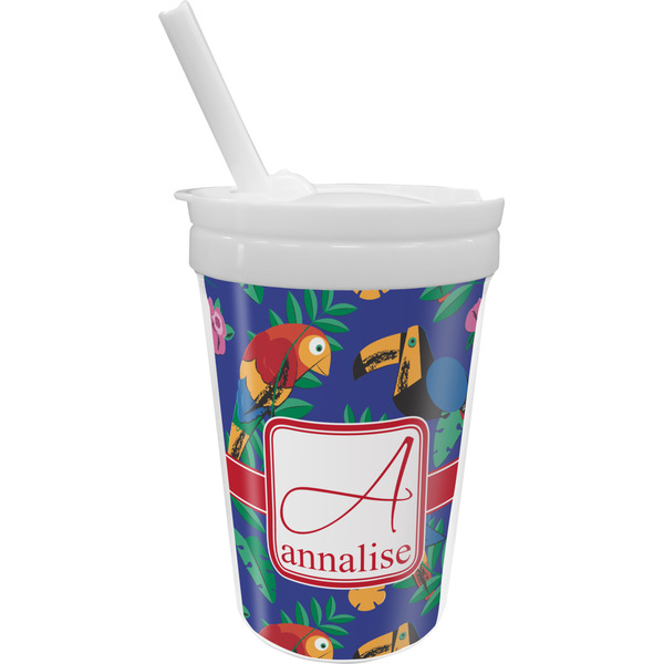 Custom Parrots & Toucans Sippy Cup with Straw (Personalized)