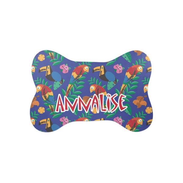 Custom Parrots & Toucans Bone Shaped Dog Food Mat (Small) (Personalized)