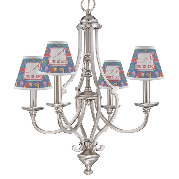Parrots & Toucans Small Chandelier Shade - LIFESTYLE (on chandelier)