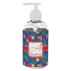 Parrots & Toucans Plastic Soap / Lotion Dispenser (8 oz - Small - White) (Personalized)