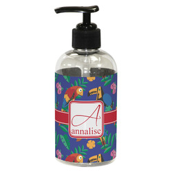 Parrots & Toucans Plastic Soap / Lotion Dispenser (8 oz - Small - Black) (Personalized)