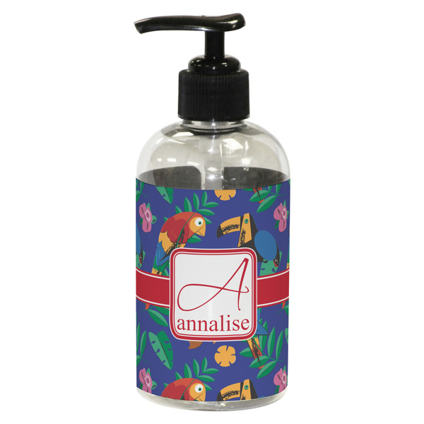 Custom Parrots & Toucans Plastic Soap / Lotion Dispenser (8 oz - Small - Black) (Personalized)