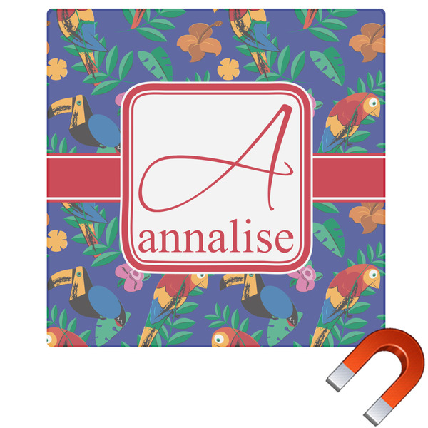 Custom Parrots & Toucans Square Car Magnet - 10" (Personalized)