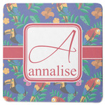 Parrots & Toucans Square Rubber Backed Coaster (Personalized)