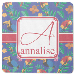 Parrots & Toucans Square Rubber Backed Coaster (Personalized)