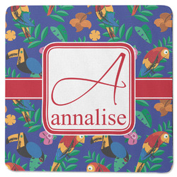 Parrots & Toucans Square Rubber Backed Coaster (Personalized)