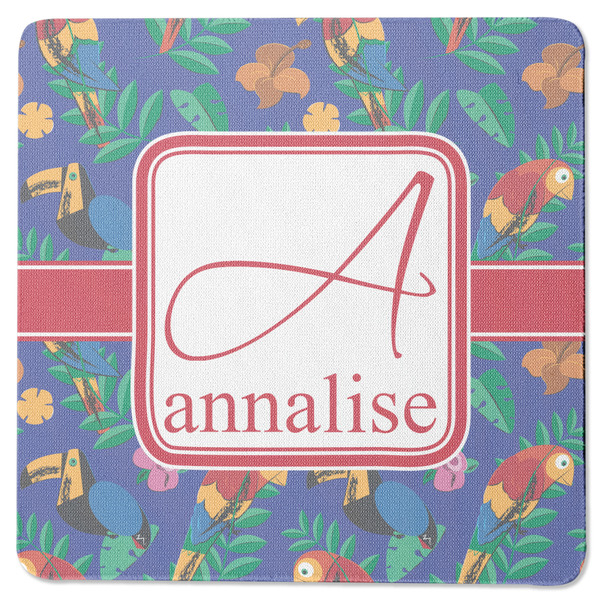Custom Parrots & Toucans Square Rubber Backed Coaster (Personalized)