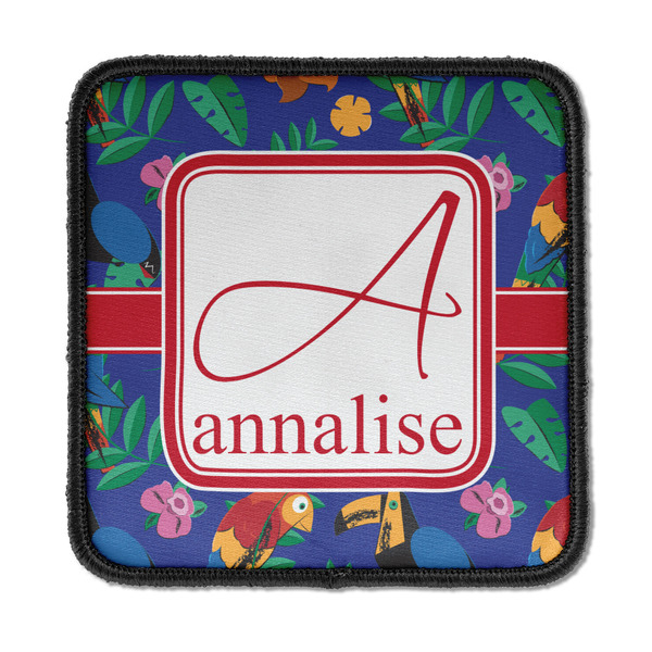 Custom Parrots & Toucans Iron On Square Patch w/ Name and Initial