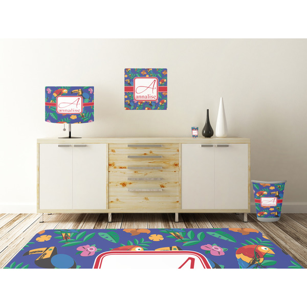 Parrots & Toucans Square Wall Decal Wooden Desk