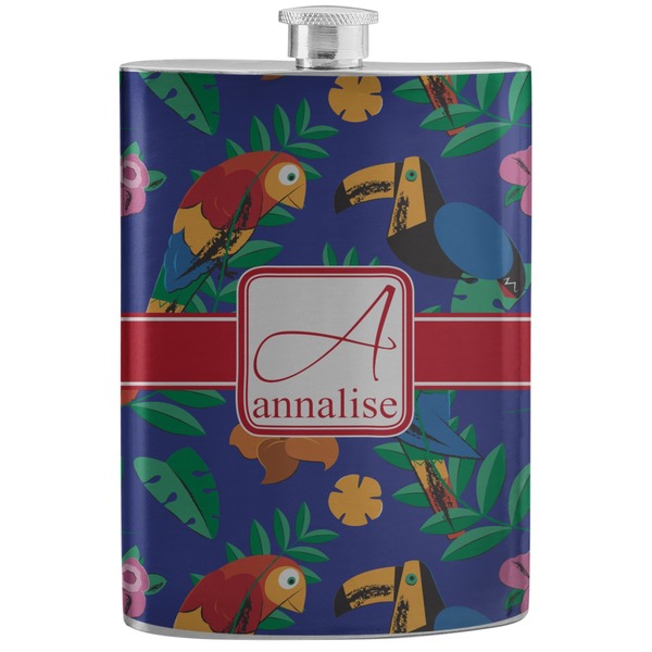 Custom Parrots & Toucans Stainless Steel Flask (Personalized)