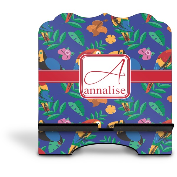 Parrots & Toucans Stylized Tablet Stand - Front without iPad