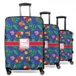 Parrots & Toucans 3 Piece Luggage Set - 20" Carry On, 24" Medium Checked, 28" Large Checked (Personalized)