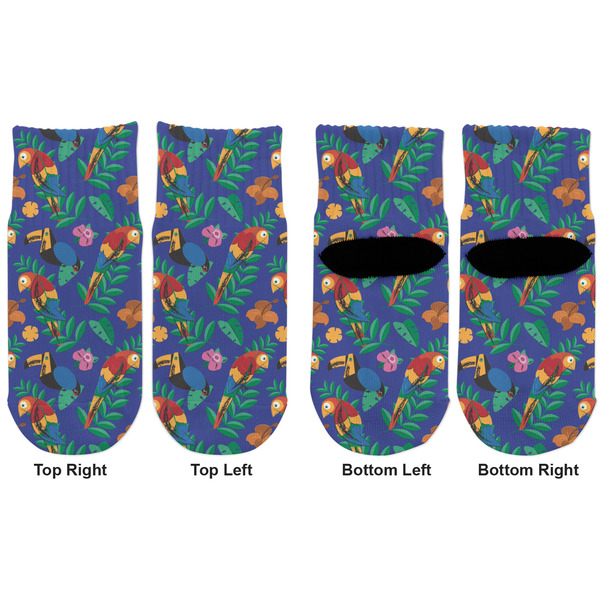 Parrots & Toucans Toddler Ankle Socks - Double Pair - Front and Back - Apvl