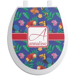 Parrots & Toucans Toilet Seat Decal - Round (Personalized)