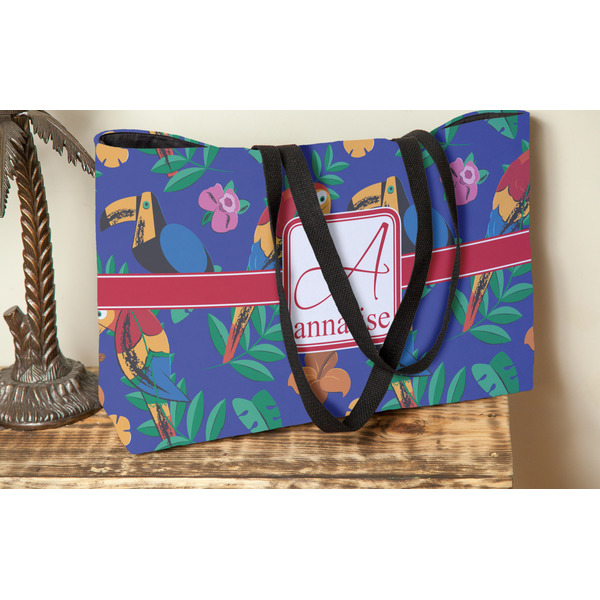 Parrots & Toucans Tote w/Black Handles - Lifestyle View