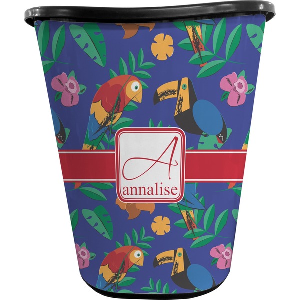 Parrots & Toucans Trash Can Black