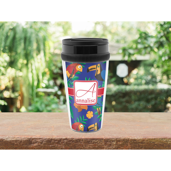 Parrots & Toucans Travel Mug Lifestyle (Personalized)