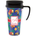 Parrots & Toucans Acrylic Travel Mug with Handle (Personalized)