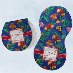 Parrots & Toucans Burp Pads - Velour - Set of 2 w/ Name and Initial