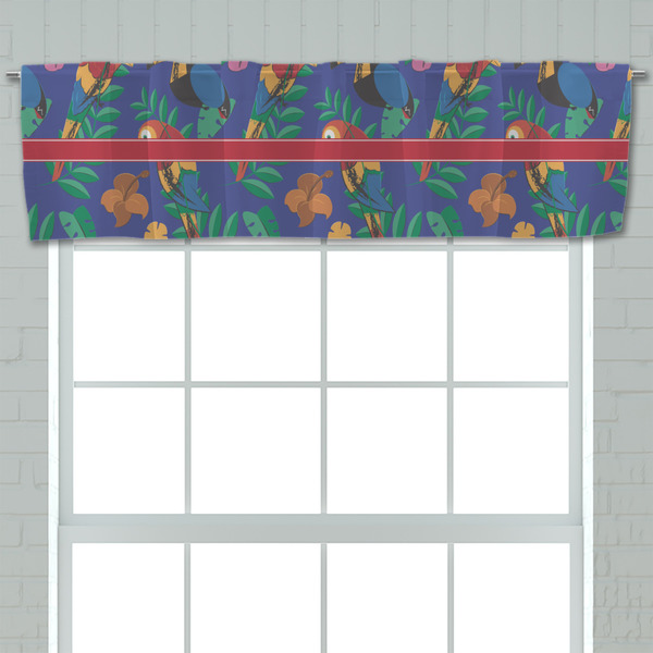 Parrots & Toucans Valance - Closeup on window