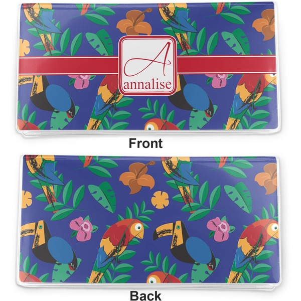 Parrots & Toucans Vinyl Check Book Cover - Front and Back