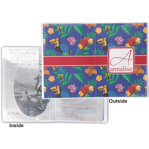 Parrots & Toucans Vinyl Passport Holder - Flat Front and Back