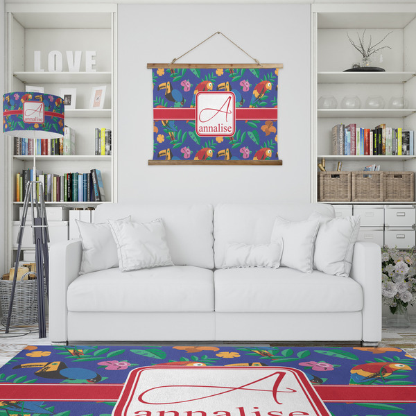 Parrots & Toucans Wall Hanging Tapestry - IN CONTEXT