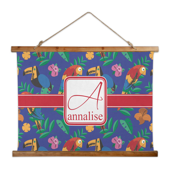 Custom Parrots & Toucans Wall Hanging Tapestry - Wide (Personalized)
