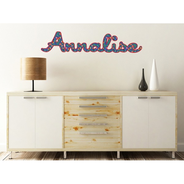 Parrots & Toucans Wall Name Decal On Wooden Desk