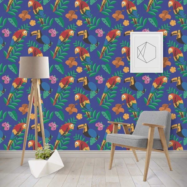 Custom Parrots & Toucans Wallpaper & Surface Covering (Water Activated - Removable)