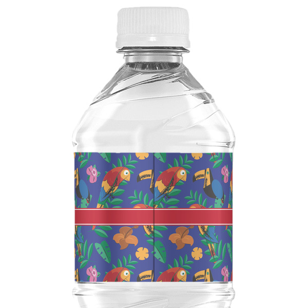 Parrots & Toucans Water Bottle Label - Back View