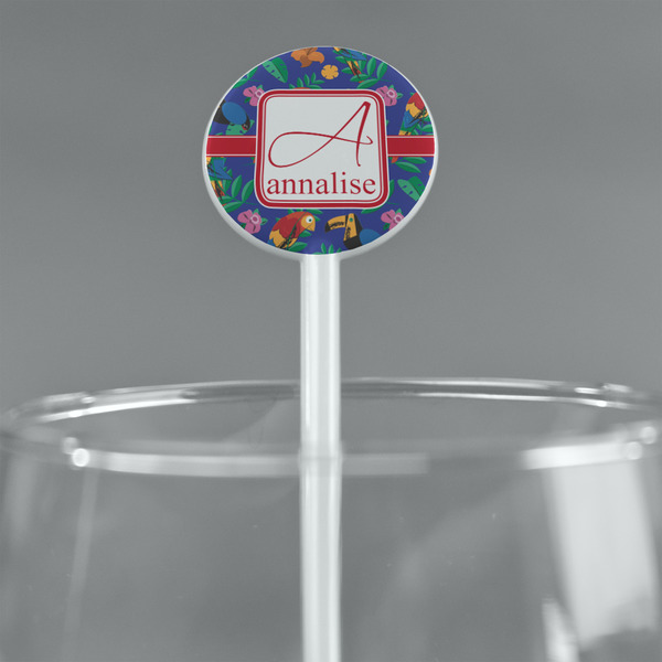 Parrots & Toucans White Plastic 5.5" Stir Stick - Round - Main