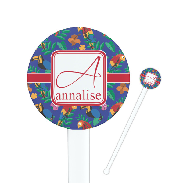 Custom Parrots & Toucans Round Plastic Stir Sticks (Personalized)