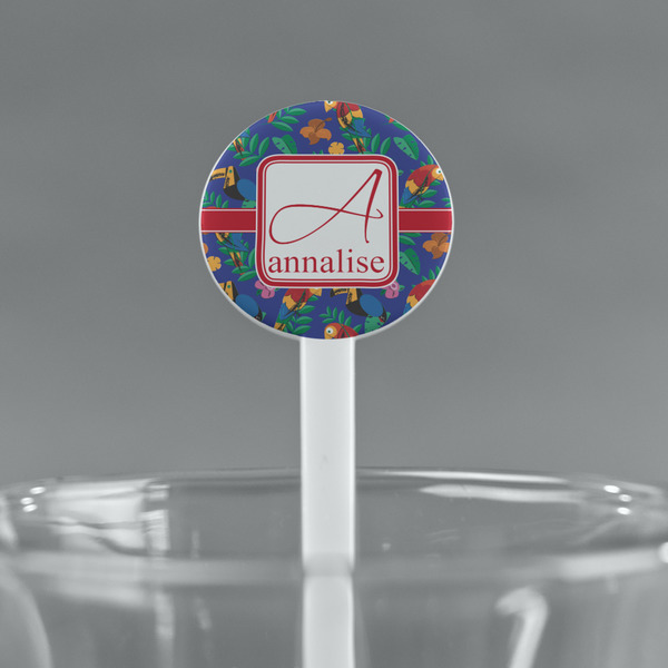 Parrots & Toucans White Plastic 7" Stir Stick - Round - Main