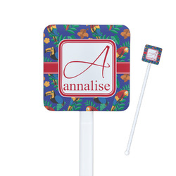 Parrots & Toucans Square Plastic Stir Sticks (Personalized)