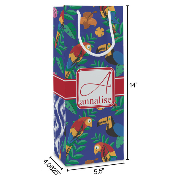 Parrots & Toucans Wine Gift Bag - Dimensions