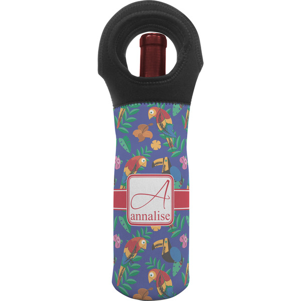 Custom Parrots & Toucans Wine Tote Bag (Personalized)