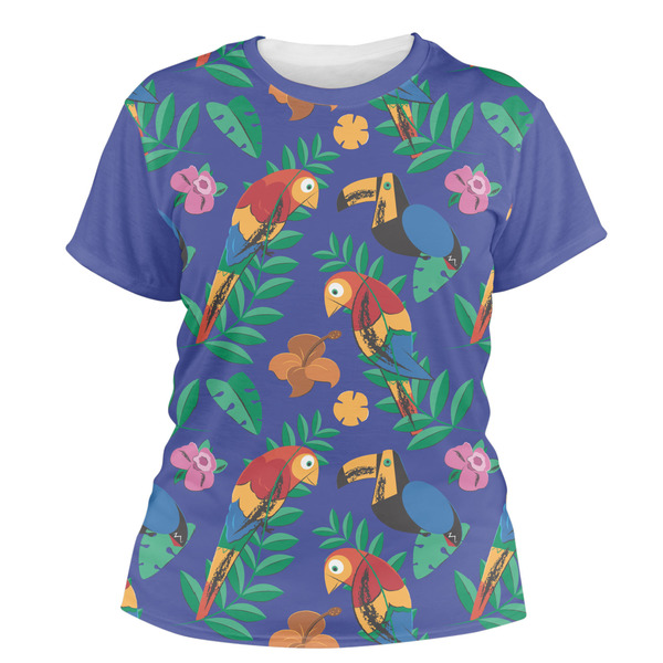 Custom Parrots & Toucans Women's Crew T-Shirt - X Large