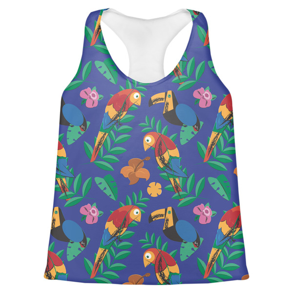 Custom Parrots & Toucans Womens Racerback Tank Top - X Large