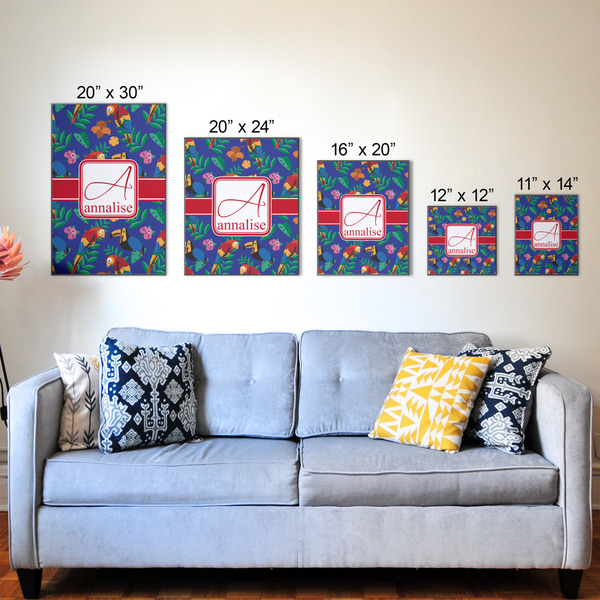 Parrots & Toucans Wood Prints - Size Comparison