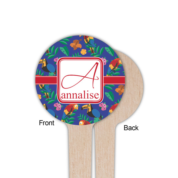 Parrots & Toucans Wooden 4" Food Pick - Round - Single Sided - Front & Back