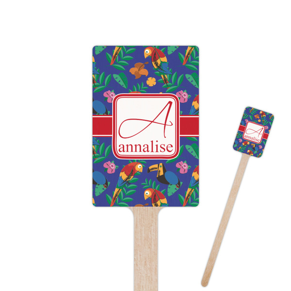 Custom Parrots & Toucans 6.25" Rectangle Wooden Stir Sticks - Double Sided (Personalized)
