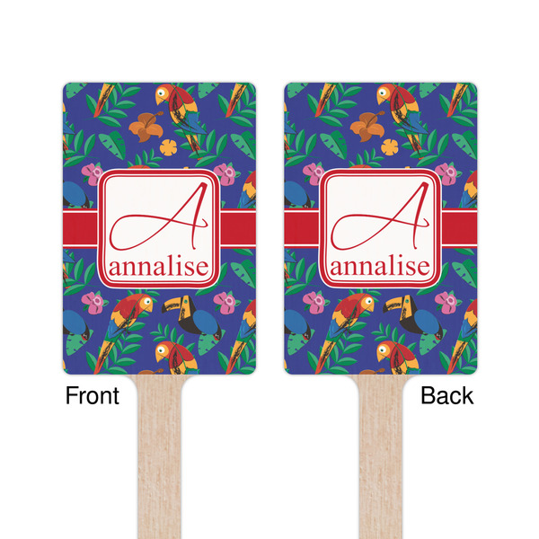 Parrots & Toucans Wooden 6.25" Stir Stick - Rectangular - Double Sided - Front & Back