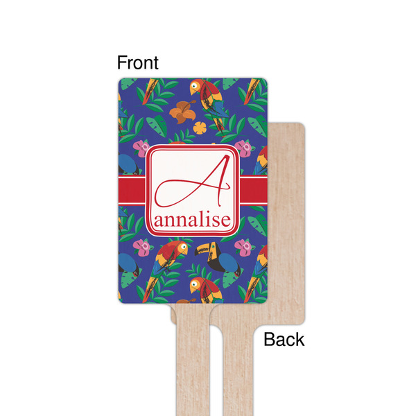 Parrots & Toucans Wooden 6.25" Stir Stick - Rectangular - Single - Front & Back
