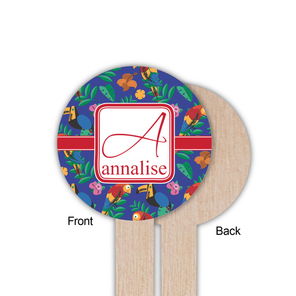 Parrots & Toucans Wooden 6" Food Pick - Round - Single Sided - Front & Back