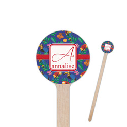 Parrots & Toucans 6" Round Wooden Stir Sticks - Double Sided (Personalized)