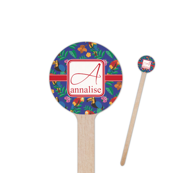 Custom Parrots & Toucans 6" Round Wooden Stir Sticks - Double Sided (Personalized)